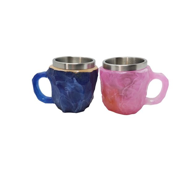 Handcrafted Resin & Stainless Steel Mugs Set - Picture 2 of 5